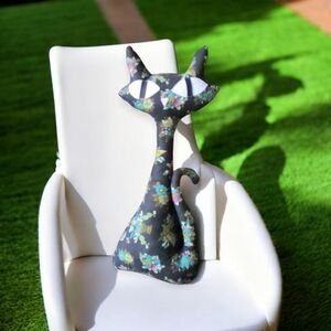 Mid Century Modern Cat Pillow, MCM Decor, Plush Cat, Atomic Cat Vintage …